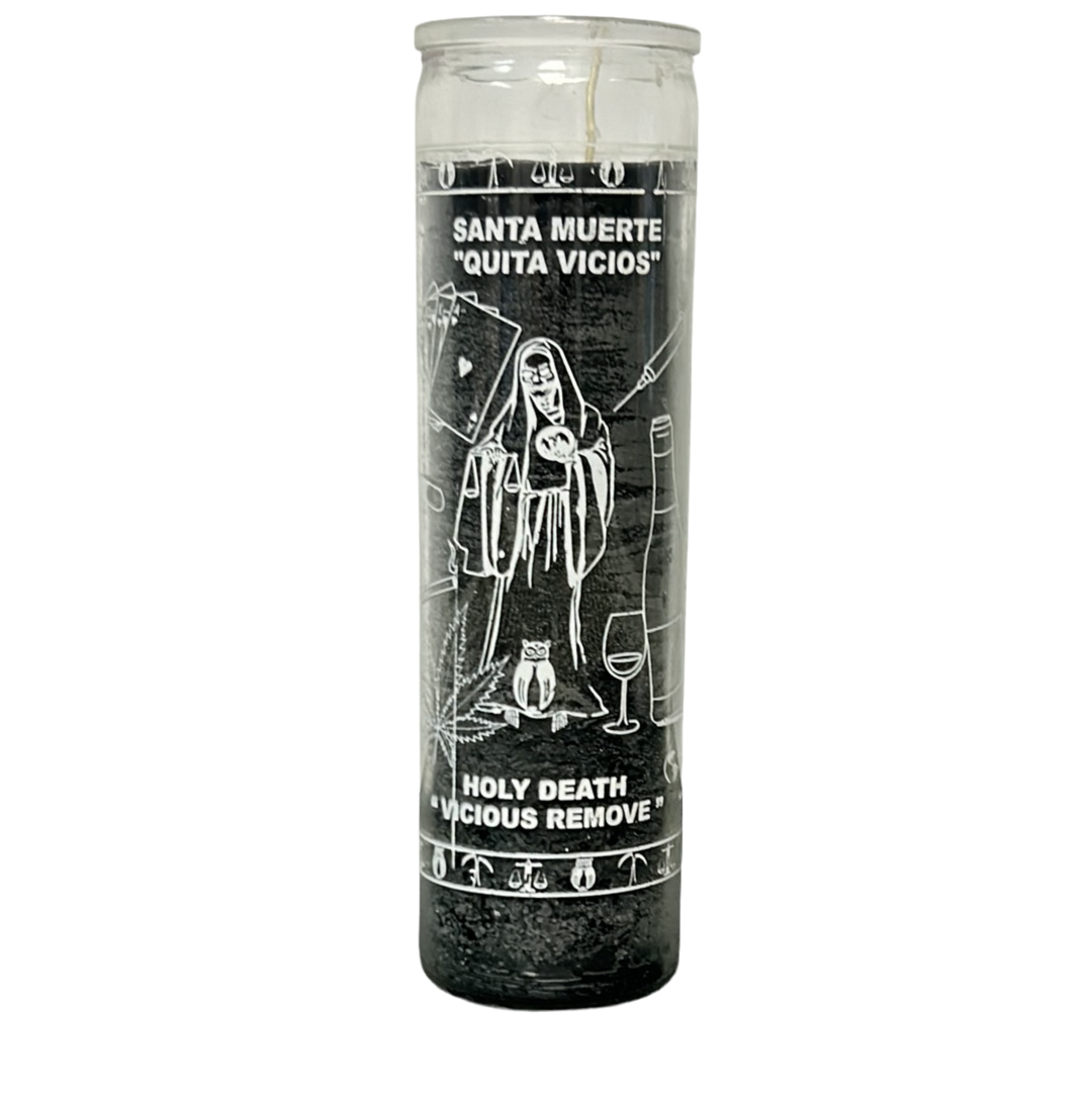 Veldora Negra Santa Muerte Quita Vicio / Santa Muerte Candle to remove bad habits