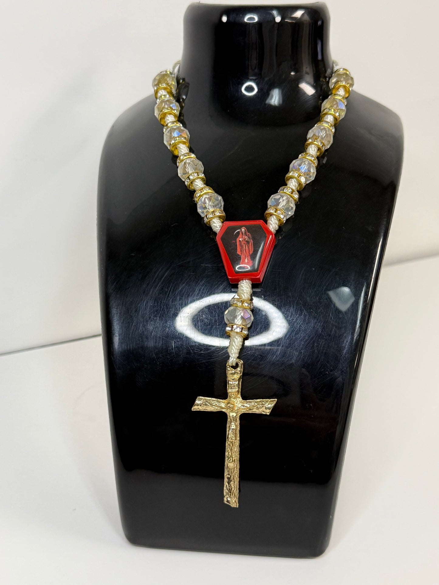Rosario,Decenario de la Santa Muerte /  Rosary for Car or Neck, Holy Death Decennary