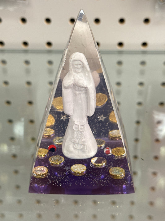 Santa Muerte Pyramid/ White - 4 inch