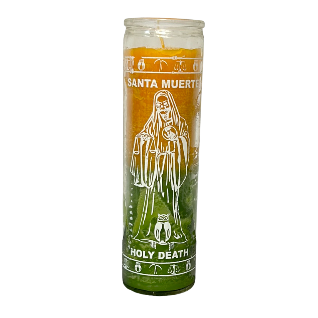 Veladora Amarilla y Verde Santa Muerte / Santa Muerte Yellow & Green Candle